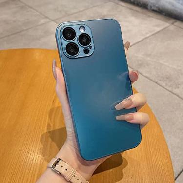 Imagem de Capas de celular de vidro fosco com lente de safira para iphone 11promax 12pmax 13promax 13pro 12pro 11pro 14promax 14pro, azul marinho, para ip 11 promax