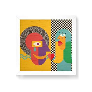 Imagem de Arte Maníacos Quadro decorativo com moldura caixa branca em Madeira - Falar de Amor - 30x30cm