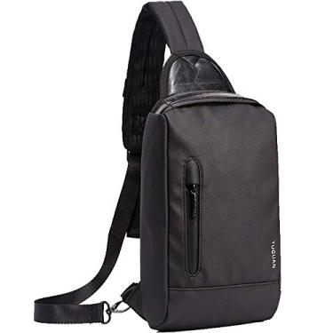 Imagem de Mochila de ombro Bolsa de peito Bolsa masculina Bolsa de ombro Bolsos impermeáveis ​​ao ar livre de grande capacidade, à prova d'água e à prova de poeira Zíper preto