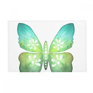 Imagem de DIYthinker Tapete de borboleta verde com estampa floral, tapete antiderrapante para porta de banheiro