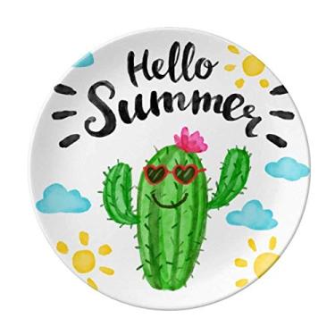 Imagem de Hello Summer Prato de cacto decorativo de porcelana Salver Prato de jantar