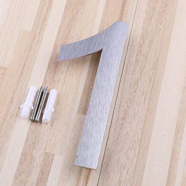 Imagem de Placa de casa flutuante 3D de 12,7 cm, número 0-9 letra ABCD, placa de porta de alfabeto digital de aço inoxidável, para hotéis, endereço ao ar livre, placa de correio, prata, método de parafuso, antiferrugem, durável
