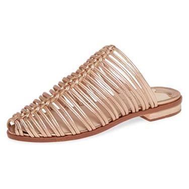 Imagem de Cecelia New York Gloria Slide Sandal Golden Metallic Slip On Flats Caged Mule (5.5, Golden Haze Metallic)