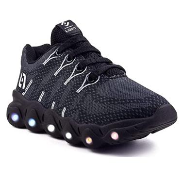 Imagem de Tenis Infantil De Led Elastico Calce Facil Masculino LIGHT Cor:Preto;Tamanho:31