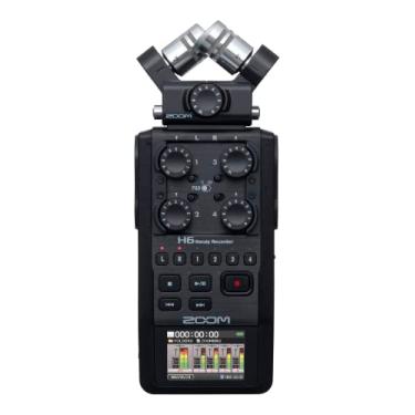 Imagem de ZOOM Estúdio portátil H6 All Black (versão 2020), 4 entradas XLR/TRS, grava em cartão SD, interface de áudio USB, alimentado por bateria (H6AB)