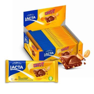 Imagem de Chocolate Shot com Amendoim Lacta Kit 17 barras de 80g