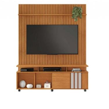 Imagem de Painel Riso Com Rack Atraente Ripado C/ Rodízios JCM Movelaria