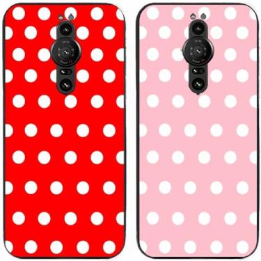 Imagem de 2 peças de capa de telefone traseira de silicone em gel TPU com bolinhas vermelhas e rosa para Sony Xperia All Series (Sony Xperia Pro-I)