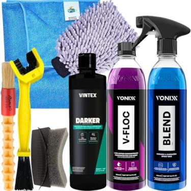Imagem de Kit Darker Pneu Pretinho Pinta Escape Shampoo V-Floc Cera Blend Spray Vonixx