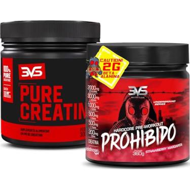Imagem de 3VS Nutrition Combo Creatina Pura 300gr + Pré treino Prohibido 360g Sabor Morango