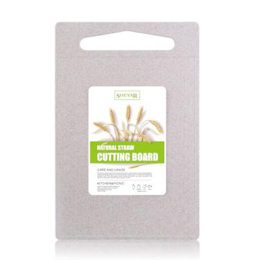 Imagem de Zzsbrm Tábua de corte para cozinha, tábua de corte de fibra de palha de trigo, segura para máquina de lavar louça, com sulcos de suco para carne, vegetais, alça de fácil aderência, superfície