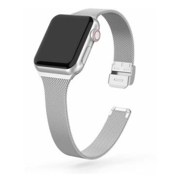Imagem de Pulseira Milanese Slim Compatível Apple Watch - Baú do Viking, Prata, 