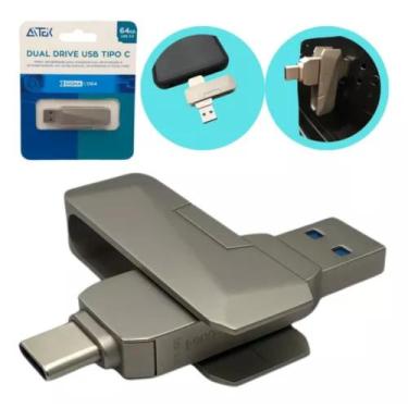 Imagem de Pen Drive 64gb Usb E Tipo C Metal Resistente Plug E Play - AITEK