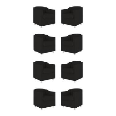 Imagem de Kit 08 Cadeiras Poltronas Decorativas Sala de Espera Clinica Tecido - 