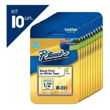 Imagem de Fita Para Rotulador Brother Kit com 10 Unidades M231 Preto Sobre Branc