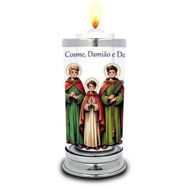 Imagem de Protetor de Velas 7 dias Cosme, Damião e Doum Copo Vidro - Balaio de S