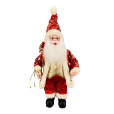 Imagem de Papai Noel Musical Pequeno Dourado/Vermelho Natal 40cm - Zona Livre