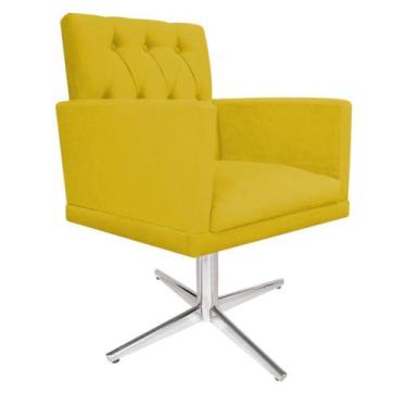 Imagem de Poltrona Decorativa Nanda Base Giratória de Metal Sala de Estar Quarto