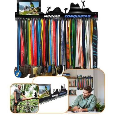 Imagem de Porta Medalha Corrida Montanha Masculino  Porta Retrato para Até 100 m