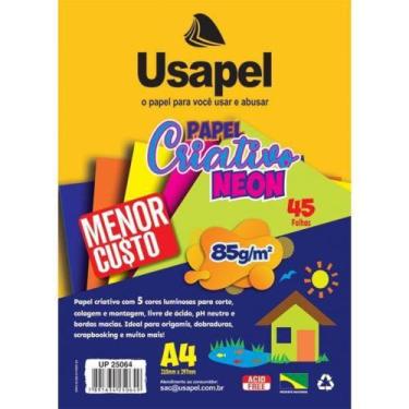 Imagem de Papel Criativo Neon A4 85g 45 Folhas Usapel