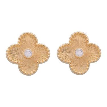 Imagem de Brinco Flor Trevo Virgínia Blogueira Médio Banhado Ouro 18K - Papillon