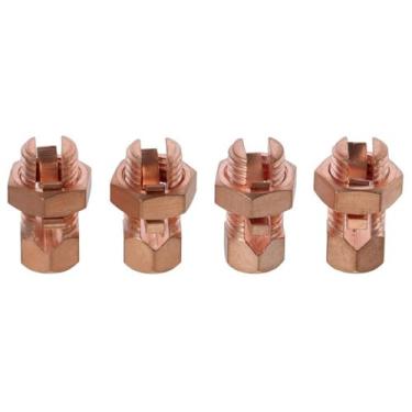Imagem de napkery 4 peças conector de ligação à terra TJ-16 completando cobre grampos de aterramento superior parafuso dividido fios desencapados