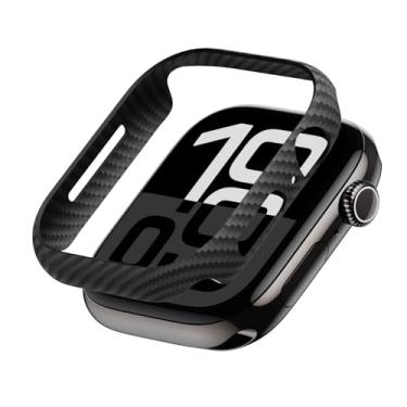 Imagem de PITAKA Capa para Apple Watch Series 11/10, requintada, minimalista, fina, série 11/10, 46 mm, tecido de fibra de aramida, preto/cinza (sarja)