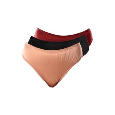 Imagem de Kit com 3 Calcinhas Alta Abrupt Demillus 56096, Preto, EG