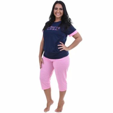 Imagem de Pijama Feminino Manga Curta Calça Curta Bermudão Pescador Star - Pijam