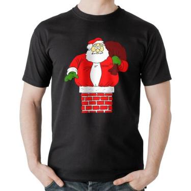 Imagem de Camiseta Algodão Papai Noel Chaminé - Foca na Moda, Preto, M