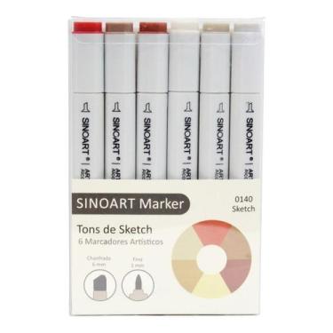 Imagem de Marcador Artístico Sinoart Marker 06 Tons De Sketch