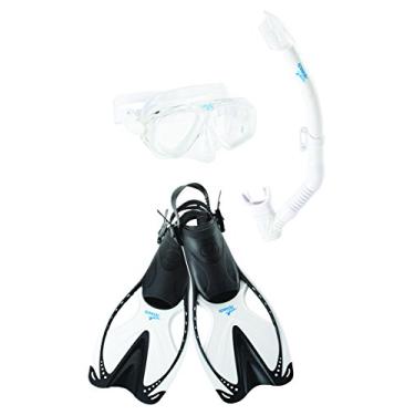 Imagem de Speedo Conjunto de máscara de natação unissex para adultos, snorkel e nadadeiras