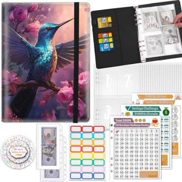 Imagem de 100 envelopes para guardar dinheiro, fichário econômico A5 com 25 envelopes para dinheiro, 3 rastreadores laminados reutilizáveis economizando US$ 5050, 500, 10.0000, organizador de dinheiro,