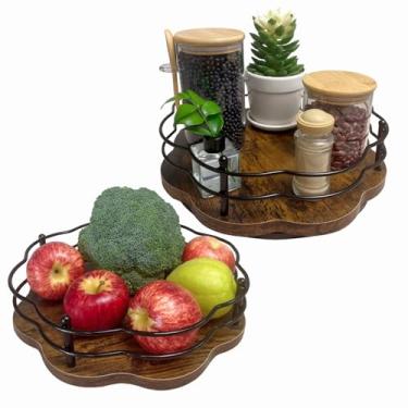 Imagem de BaiWinlar Organizador susan preguiçoso de 11 "e 12" com 2 pacotes giratório de 360 ​​° organizador de mesa giratória susan preguiçosa com proteção de borda superior organização de rack de te