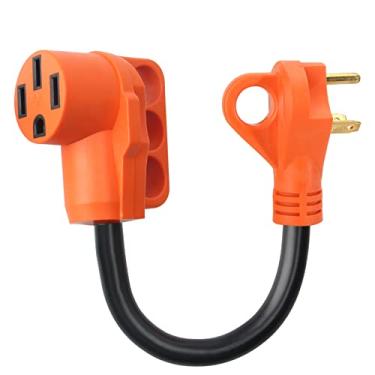Imagem de OPL5 Cabo adaptador RV fêmea 30 Amp macho para 50 Amp 12 polegadas, adaptador elétrico resistente com alça TT-30P macho para 14-50R fêmea adaptador de gerador 125V/3750W para trailer (macho 30A para 50A fêmea)