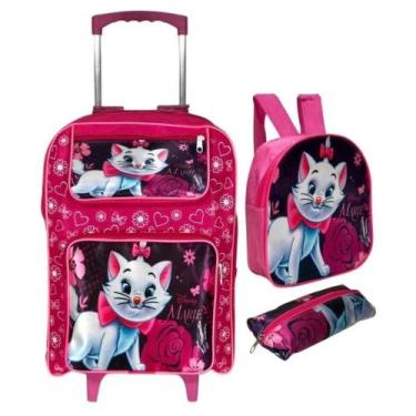 Imagem de Kit Escolar De Menina 3 Peças Mochila Grande De Rodinha + Estojo + Lan