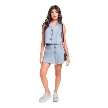 Imagem de Colete Cropped Jeans Juvenil Gloss, 14