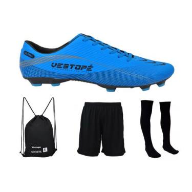 Imagem de Chuteira Campo Futebol Vestope Ultra Adulto Juvenil BMS - Vestopé, Azu