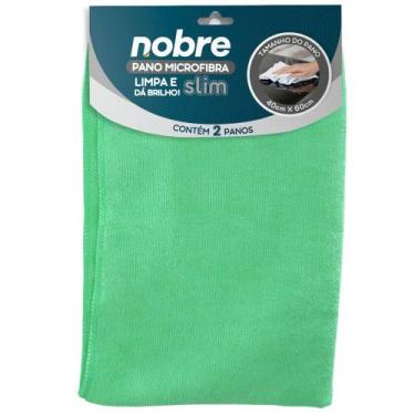Imagem de Pano de microfibra 40x60cm ( pacote c/ 2 unid.) verde Slim  Nobre