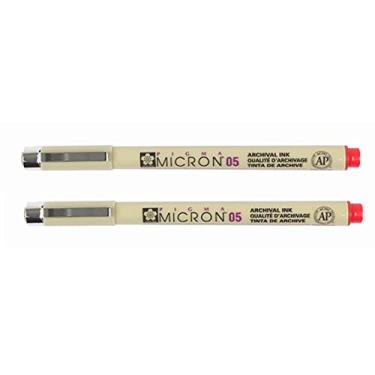 Imagem de Caneta Fineliner Sakura Pigma Micron 05, linhas de 0,45 mm, pacote com 2 (Vermelho)