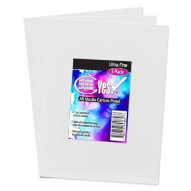 Imagem de Sim! Todos os painéis de lona de algodão pacote com 3 - Painéis de lona de mídia úmida profissional para aquarelas, cores de óleo, acrílico, tintas, spray, marcadores permanentes e muito mais! - 3x5