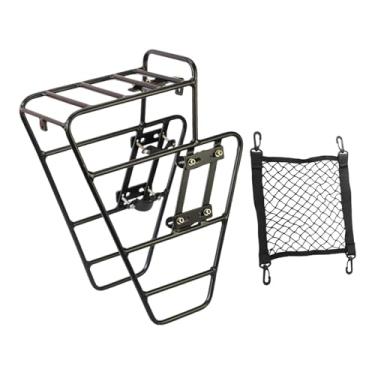 Imagem de YIJU Suporte frontal para bicicleta, prateleira para bagagem, suporte para cesto frontal de alumínio para bicicleta, com Bolsa de Rede