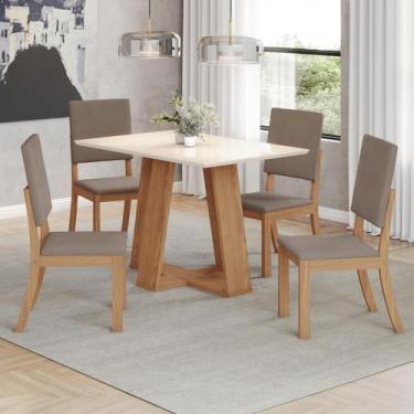Imagem de Mesa de Jantar 4 Lugares Sales/Milla com Vidro Nature/Off White/Marrom