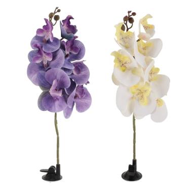 Imagem de 2pcs Réptil Planta com Ventosa Bendable Terrarium Decoração Planta Flor para Aquário Lagartos Aranhas Cobras