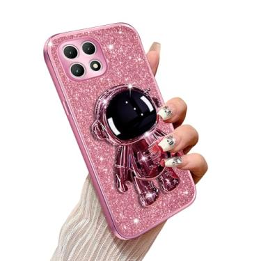 Imagem de Annyojo Capa de telefone com suporte de astronauta para T-Mobile Revvl 7 5G (ouro rosa)