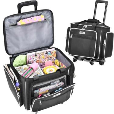 Imagem de CAB55 Bolsa feminina com rodinhas e rodinhas para professores com rodinhas e carrinho de mão dobrável removível, Preto, 17 x 12 x 12 inches