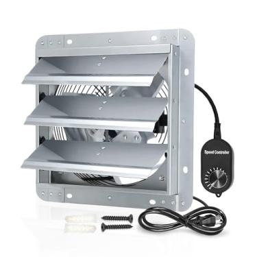 Imagem de Aibabcue Exaustor de obturador, ventiladores de sótão de montagem na parede de 30,5 cm com controlador de velocidade, 1030 CFM, ventilador de ventilação de galinheiro para estufa, empena, celeiro