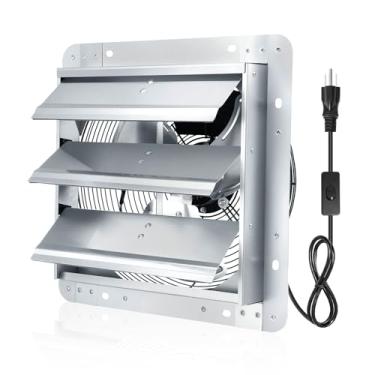 Imagem de Aibabcue Exaustor de obturador, ventilador de ventilação de montagem na parede de 14 polegadas com interruptor ON/OFF, 1750 RPM, 1088 CFM, ventilador de sótão para ventiladores de estufa, garagem