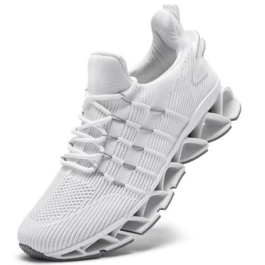 Imagem de Kapsen Tênis De Caminhada Masculino Sem Cadarço Blade Antiderrapante, Tênis De Corrida Leve Para Treino, Tênis De Malha Respirável, Tênis Da Moda, Branco