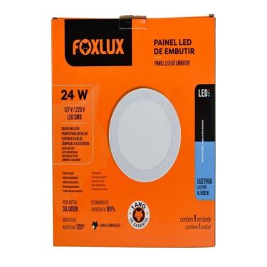 Imagem de Plafon Painel Foxlux Led 30cm Redondo Embutir 24W 6,5K